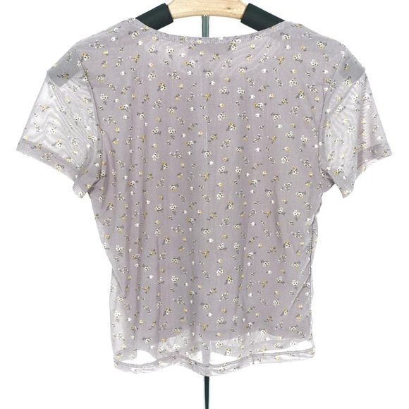 Hollister Sheer Floral Mesh Crop Top, Purple, Size M - Picture 4 of 7